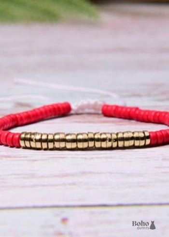 Boho Bracelet, White Blue Colorful Shell Gold